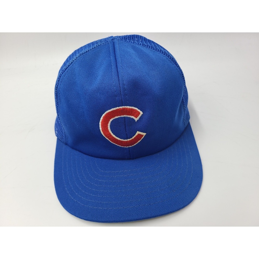 Vintage Chicago Cubs UII Mesh Trucker Snapback Hat Cap Men MLB Blue *NO BUTTON*